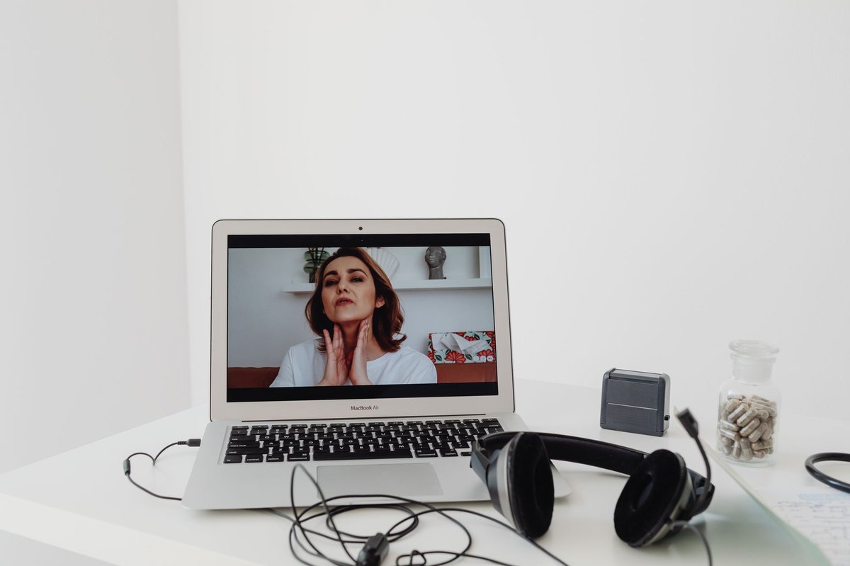 Patient on an online consultation from home